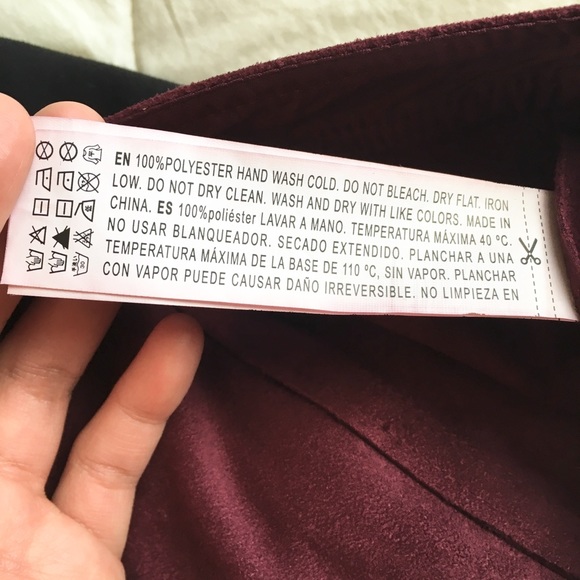 2/$12! F21 Maroon Suede Like Skirt Zipper Front - Picture 8 of 14